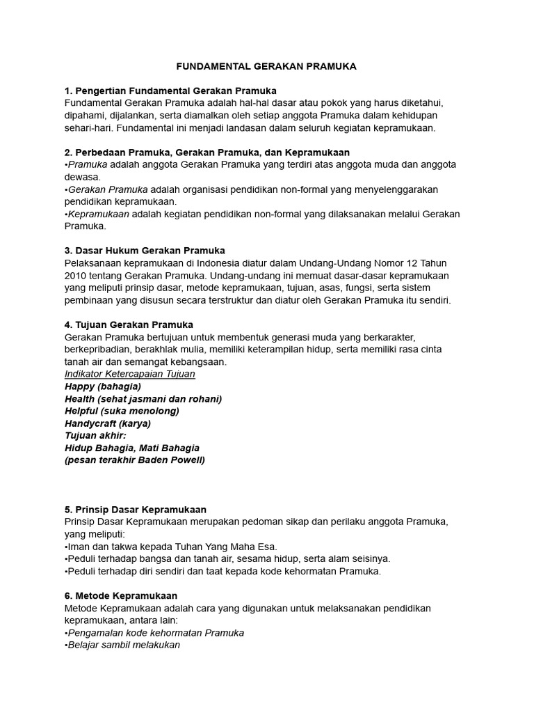 Materi Rinkas Fundamental Gerakan Pramuka | PDF