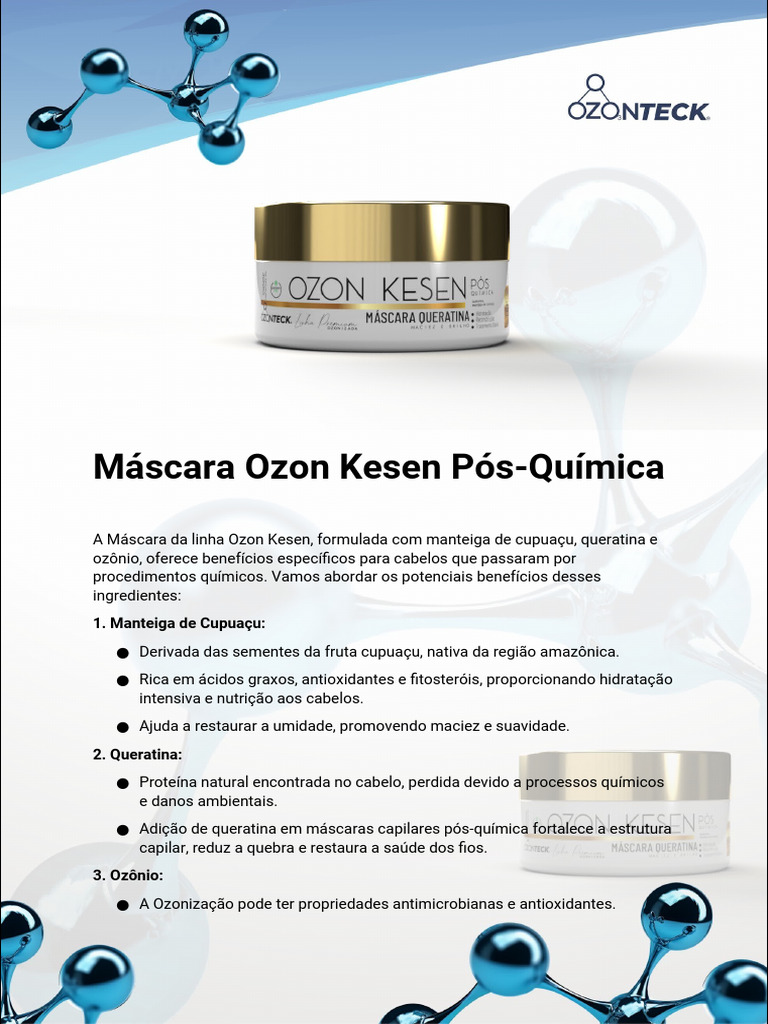 Ozon Kesen Pós-Química Ozonteck - Máscara | PDF | Cabelo