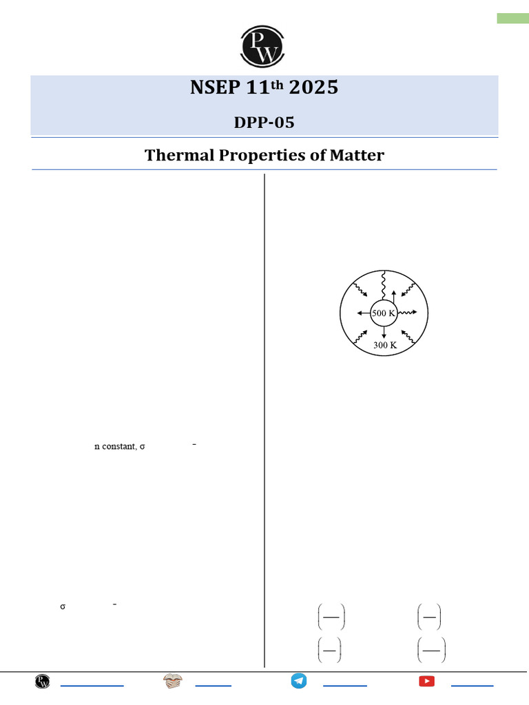 Thermal Properties of Matter DPP 05 (of Lec 07) | PDF | Incandescent ...