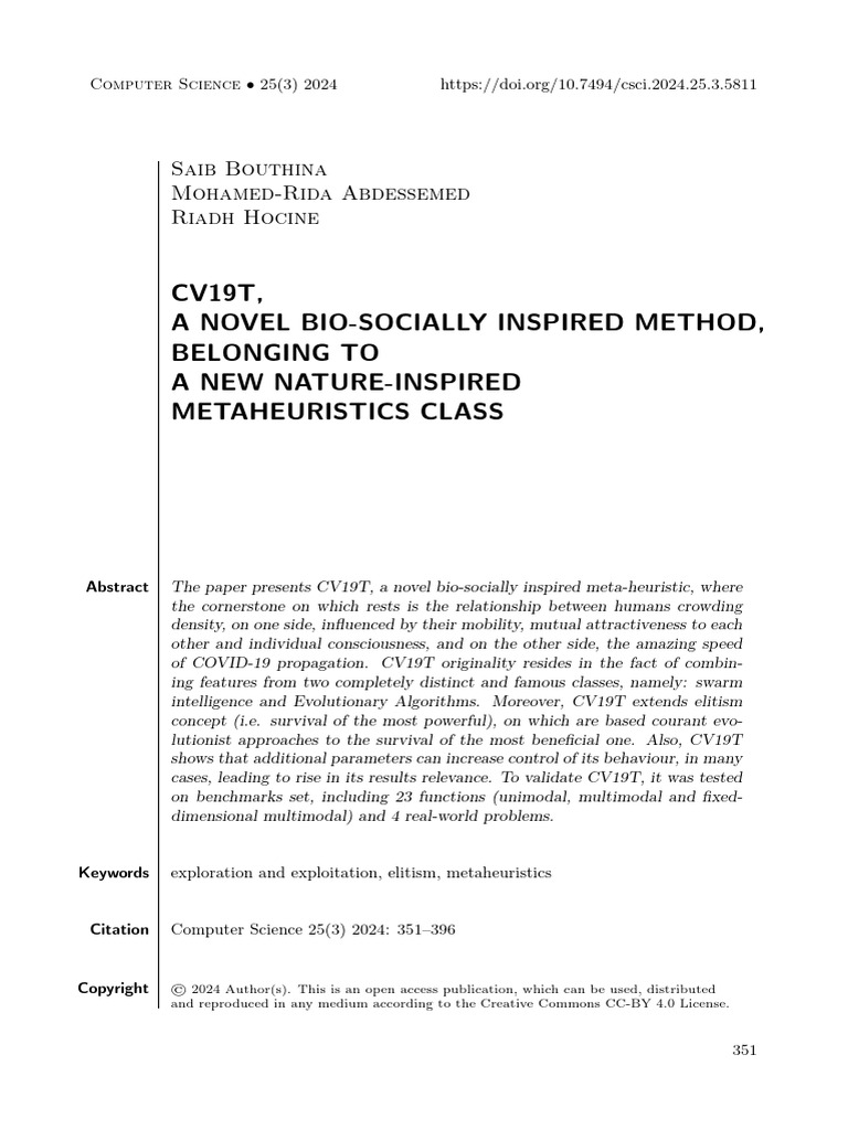 Cv19t, A Novel Bio-Socially Inspired Method.. | PDF | Mathematical ...