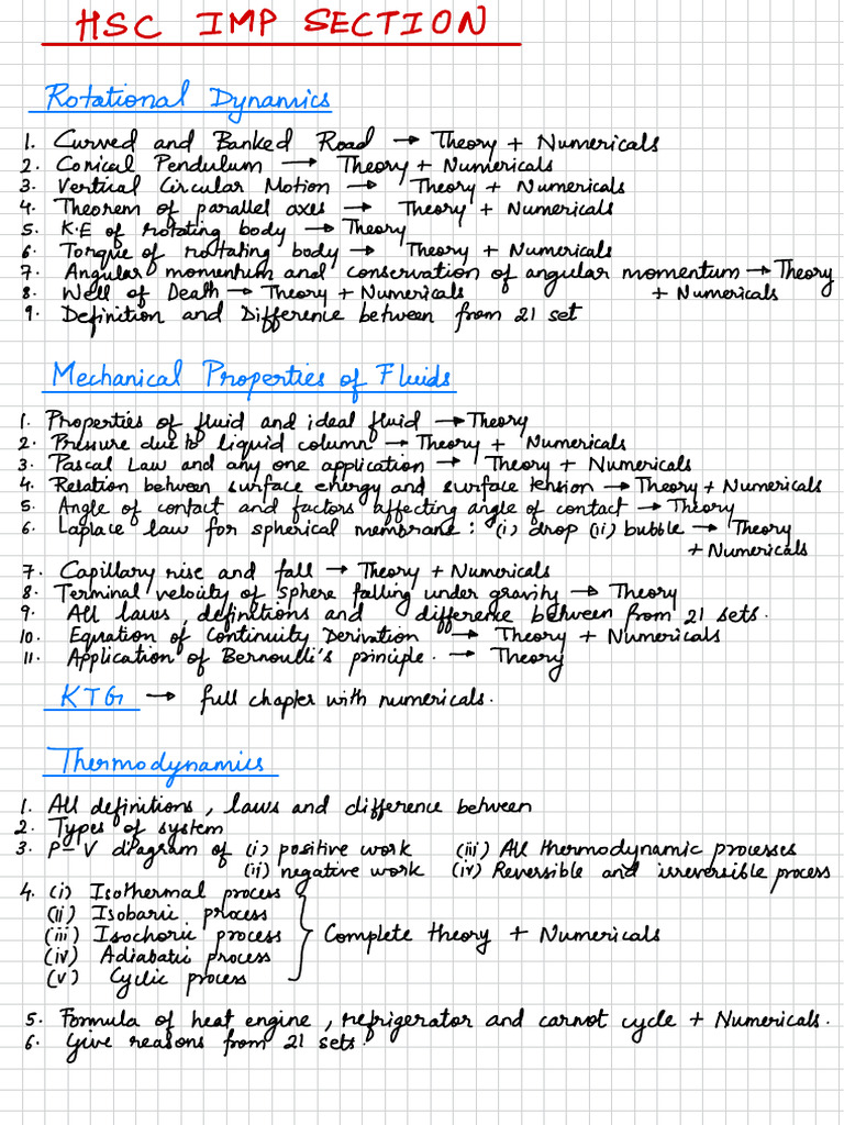 HSC Physics IMP Section | PDF | Physical Phenomena | Physics
