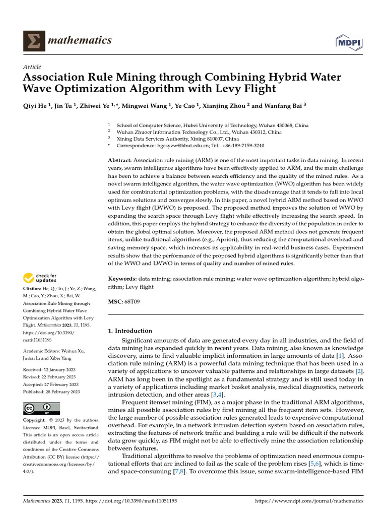 Association Rule Mining Through Combining Hybrid Water Wave ...