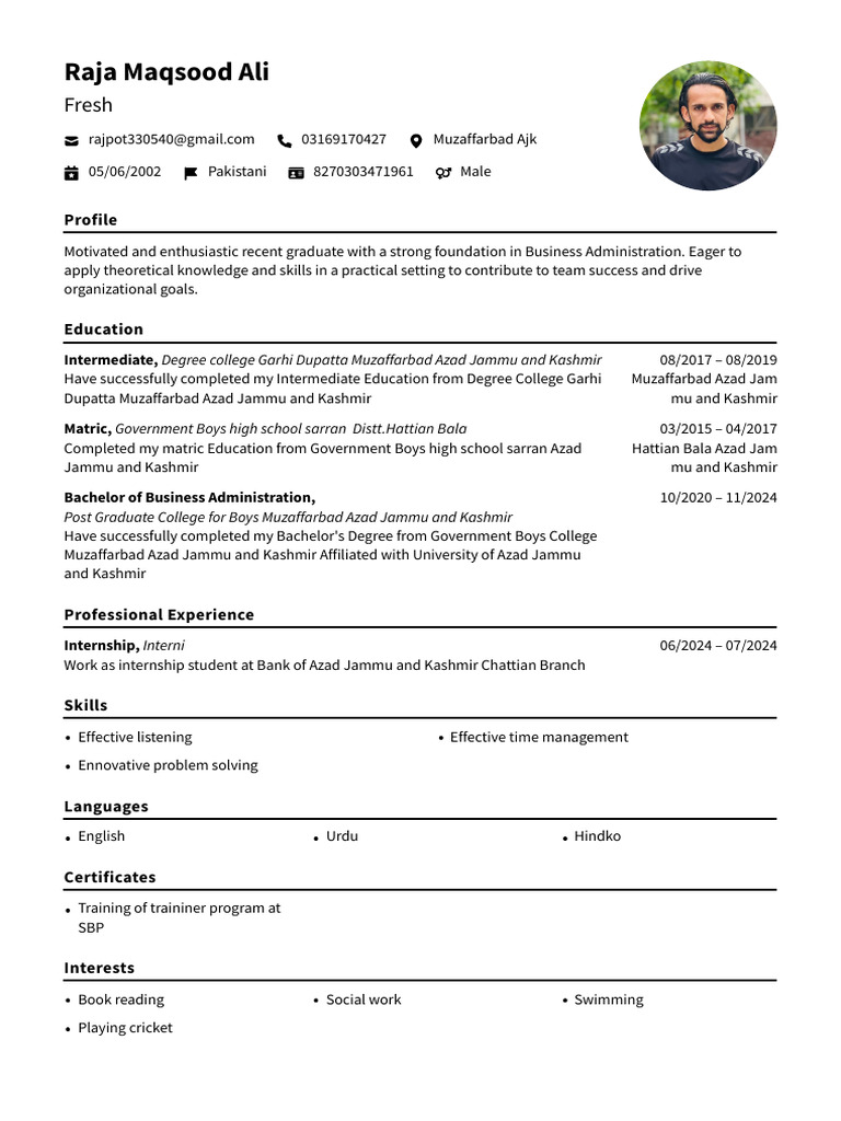 Raja Maqsood Ali FlowCV Resume 20250820 | PDF