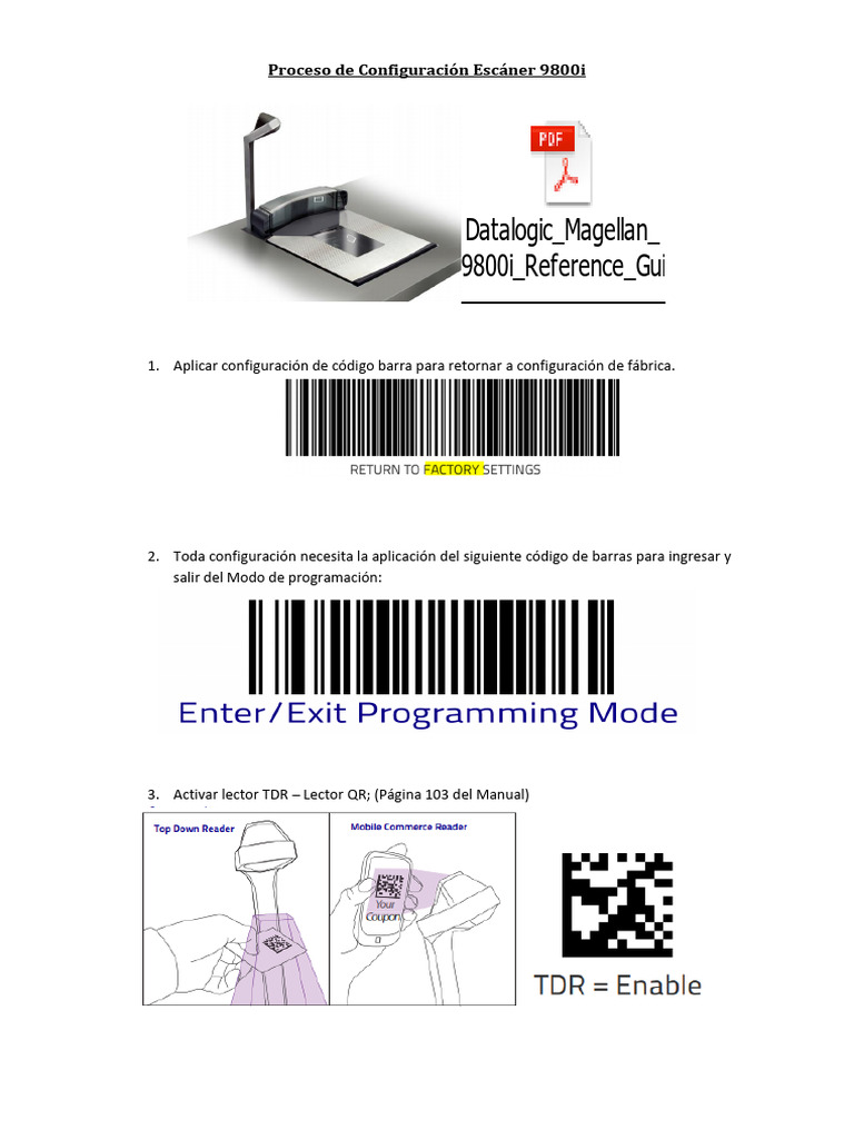 Proceso de Configuracion Escáner Datalogic 9800 | PDF