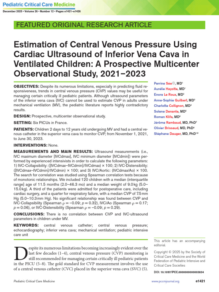 Estimation of Central Venous Pressure Using.2 | PDF | Echocardiography ...