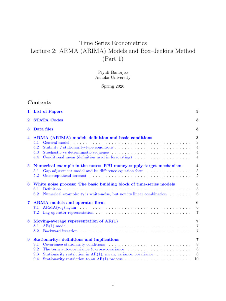 Lecture 2 ARMA Part 1 | PDF | Autoregressive Model | Applied Mathematics