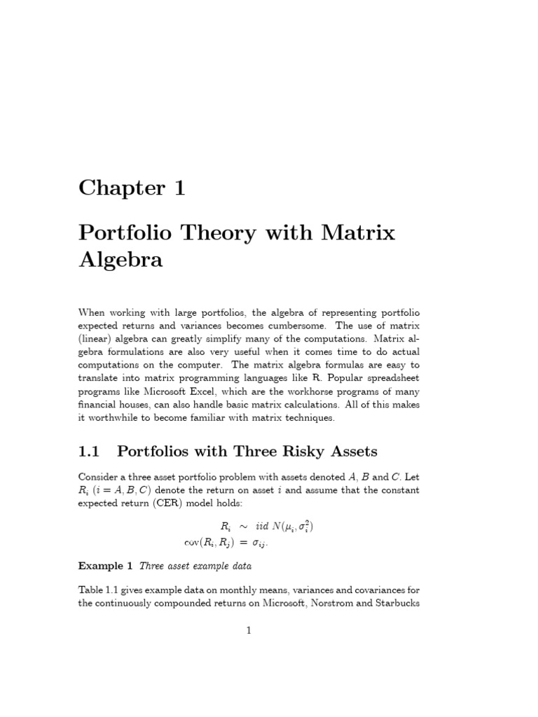 Portfolio Theory Matrix | PDF | Modern Portfolio Theory | Mathematics