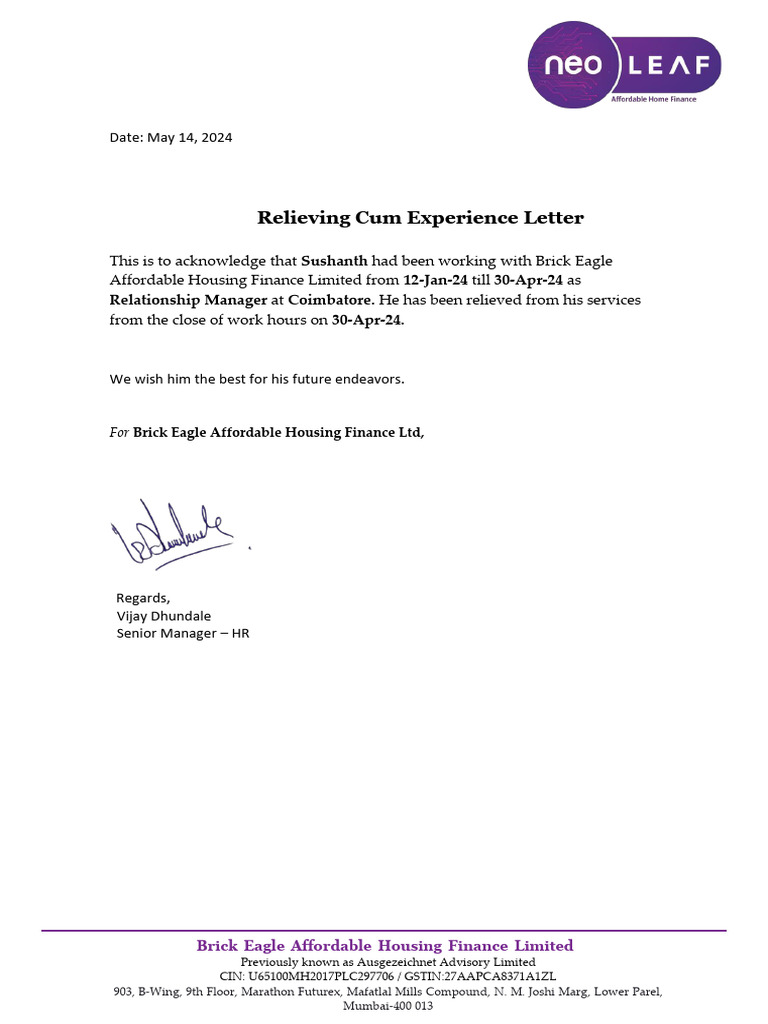 Neo Leaf Reliving Letter | PDF