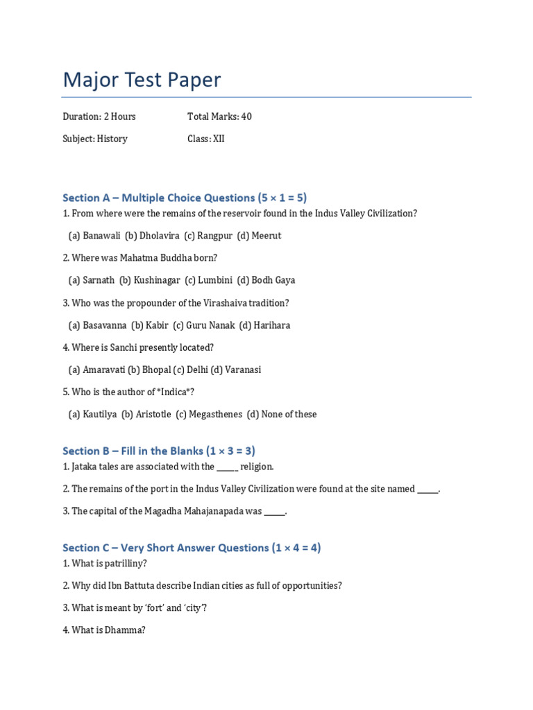 Major Test Paper English Version | PDF