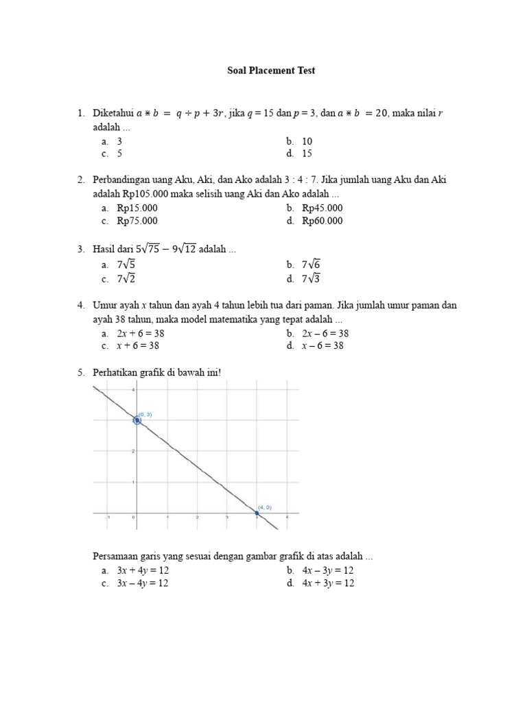 Soal Placement Test TKA | PDF