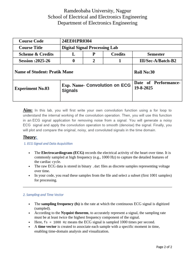 Exp3 DSP Lab | PDF | Digital Signal Processing | Sampling (Signal ...