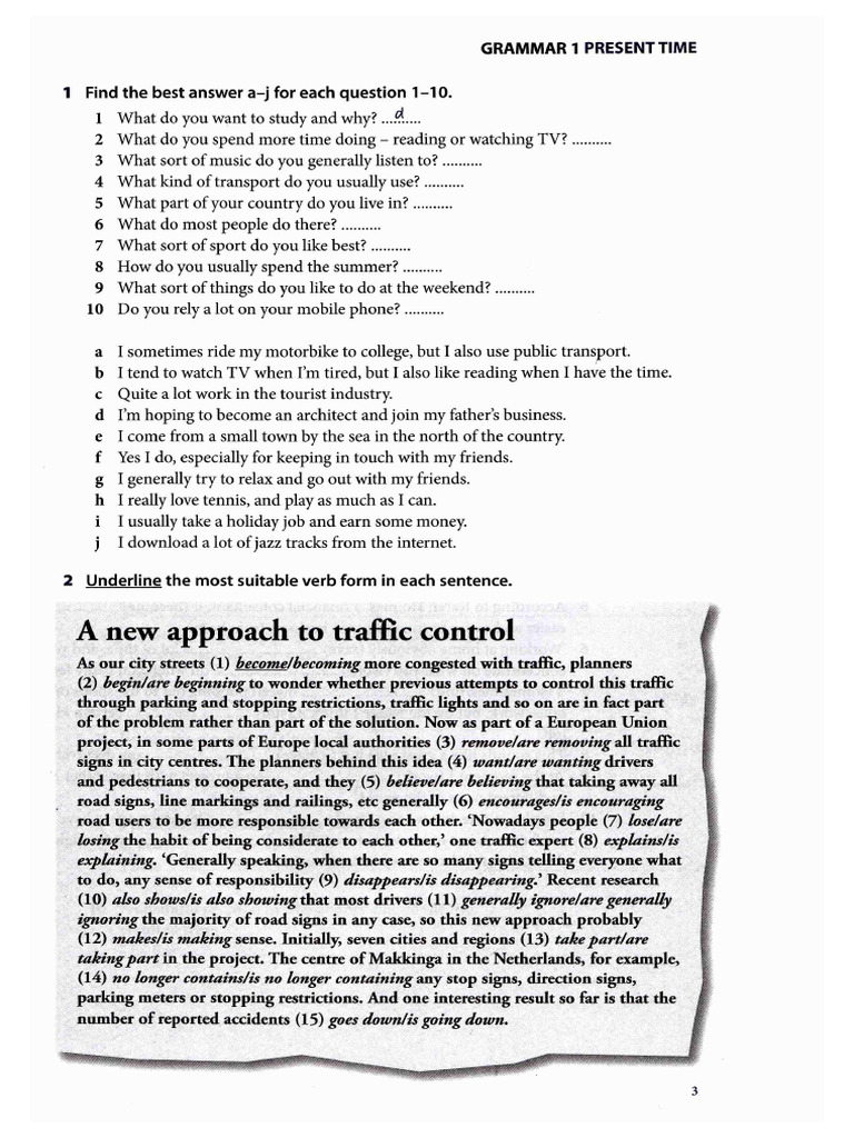 HW Present Simple Vs Present Continuous | PDF
