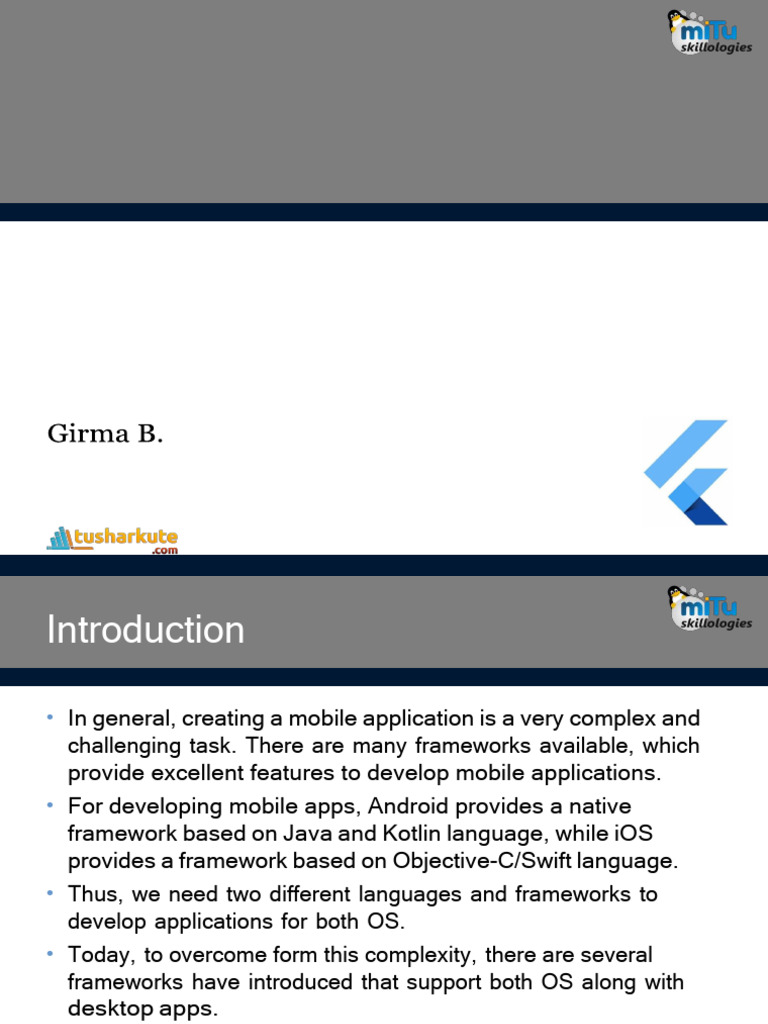8. Introduction to Flutter 1 | PDF | Cross Platform Software | Mobile App