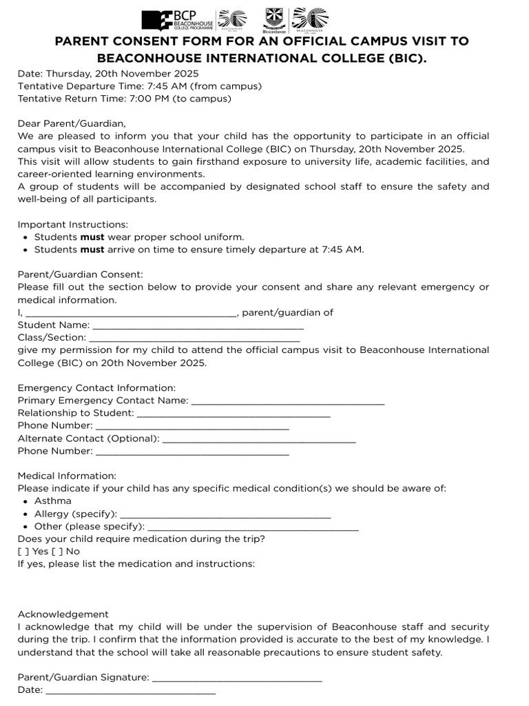 BIC Consent Form | PDF