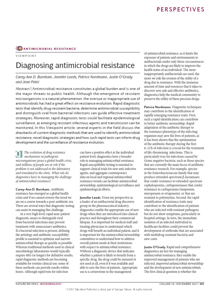 Diagnosing Antimicrobial Resistance | PDF | Antimicrobial Resistance ...