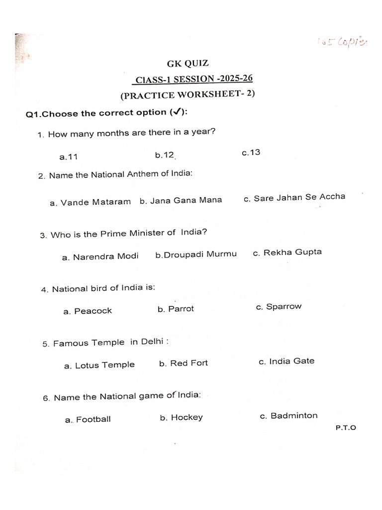 GK Quiz Practice Sheet - 2 | PDF