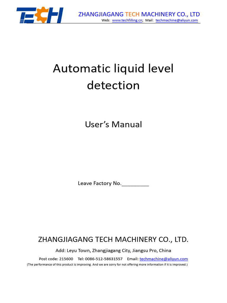 Liquid Level Detection Machine-Manual | PDF | Power Supply | Liquids