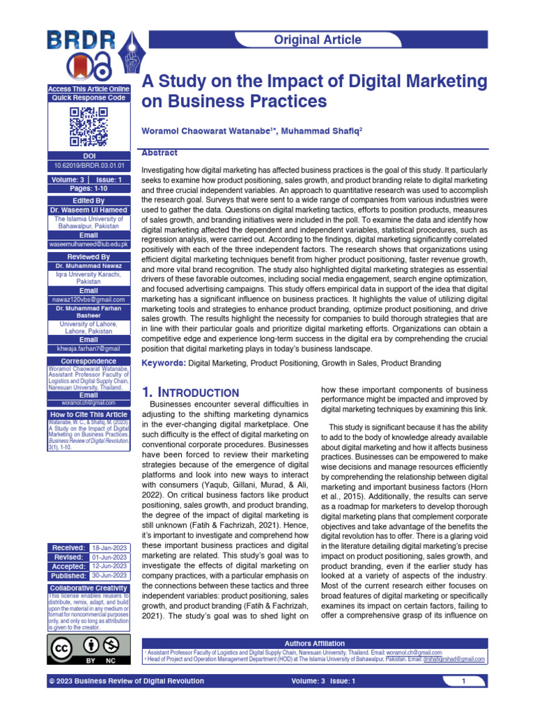 A Study On The Impact of Digital Marketing On Business Practices | PDF ...