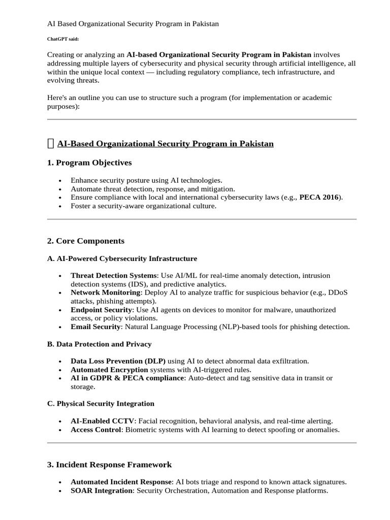 AI Based Organizational Security Program in Pakistan | PDF | Computer ...