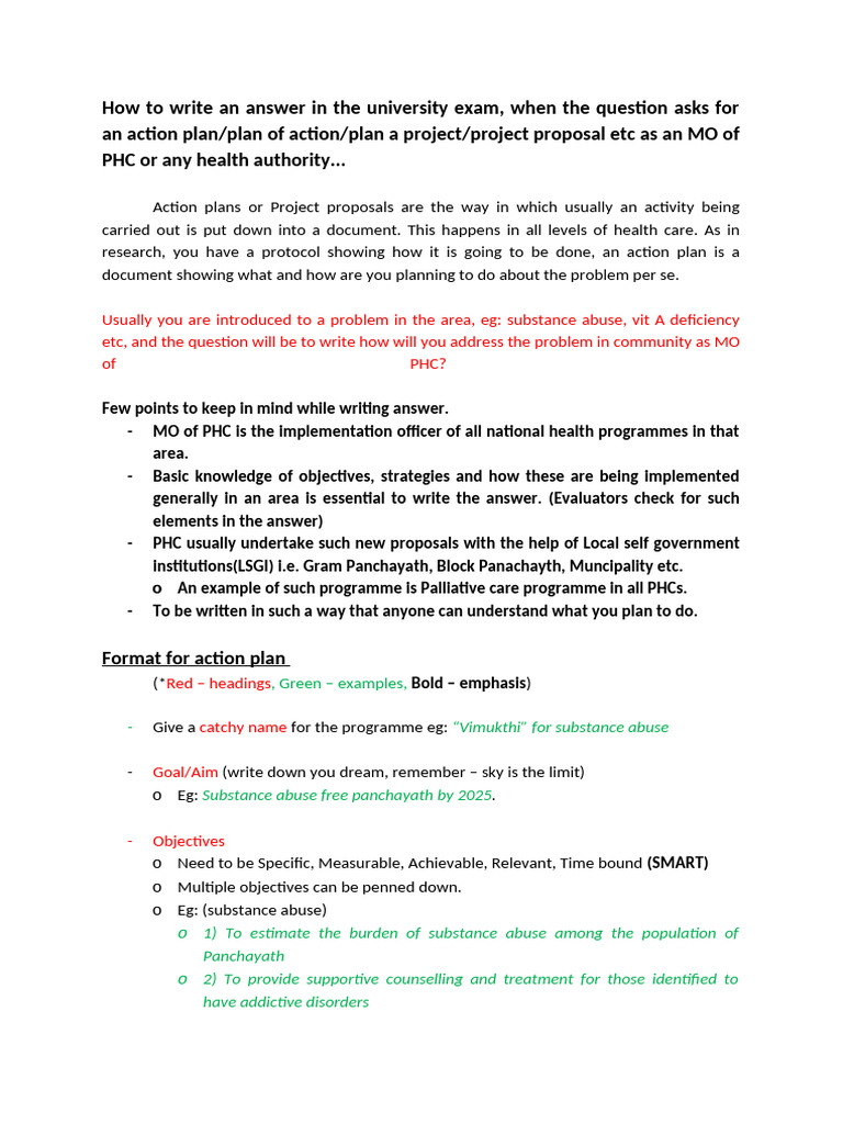 Action Plan - How To Write An Answer | PDF | Cognition | Mental Health