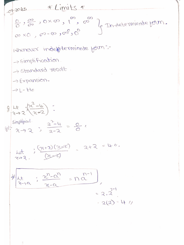 Maths Limits Notes | PDF