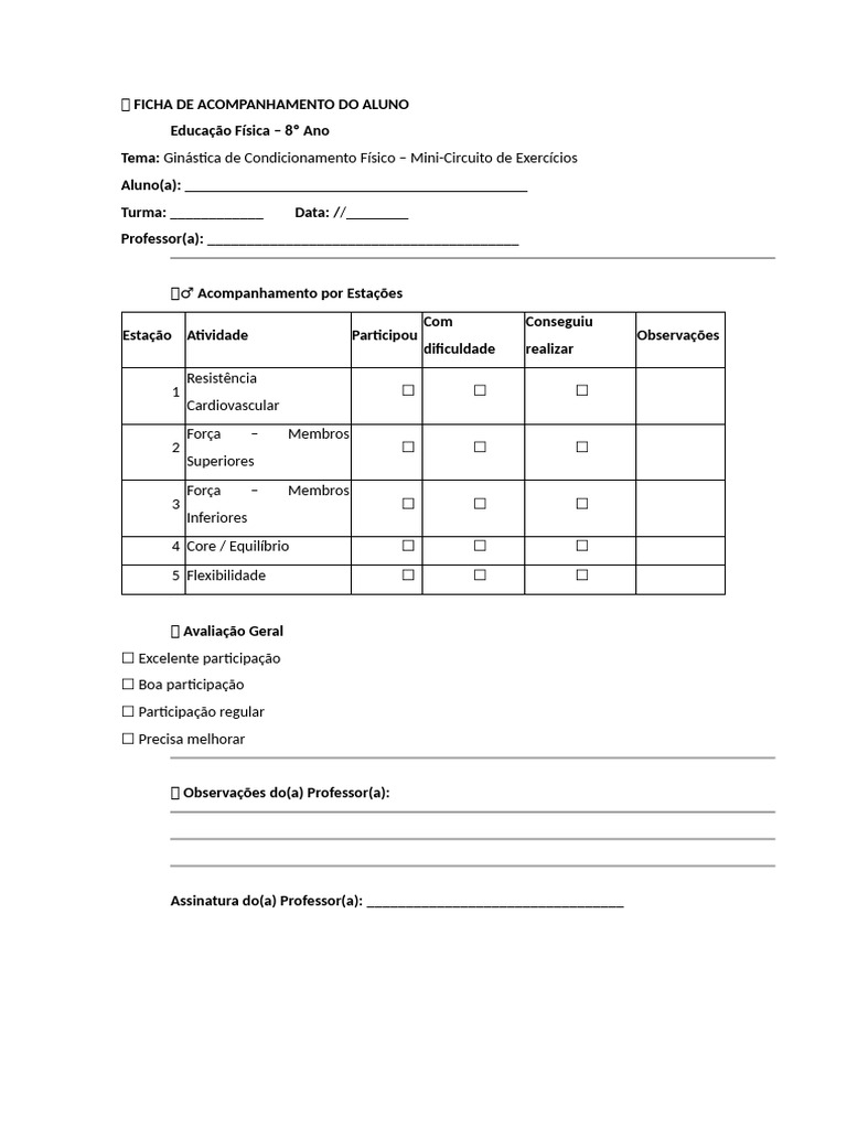 ? Ficha de Acompanhamento Do Aluno | PDF