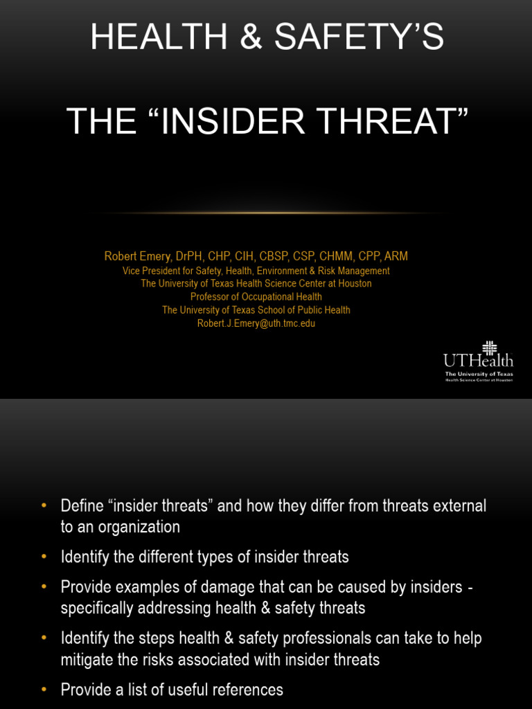 Health and Safetys Role in Mitigating Insider Threats | PDF ...