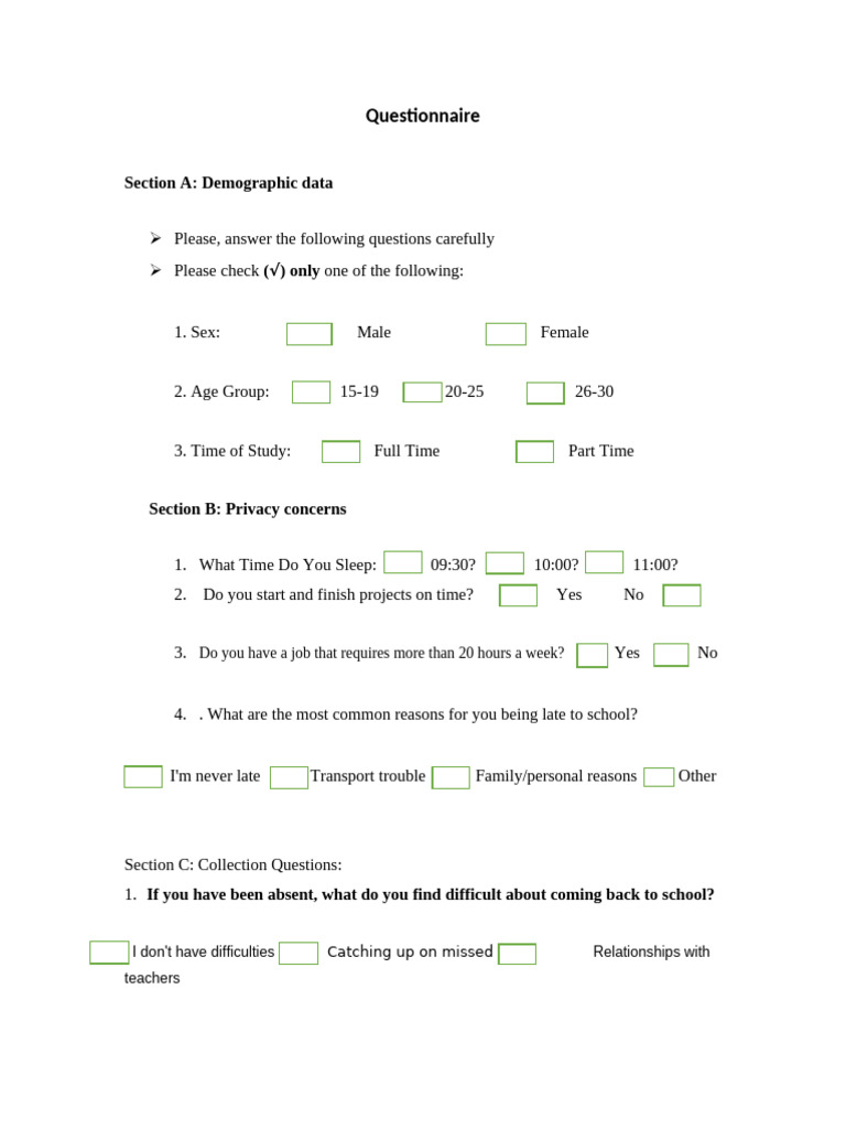 Questionnaire | PDF
