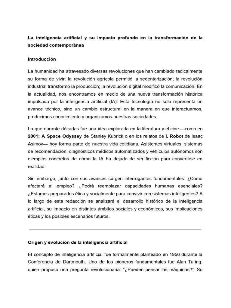 La Inteligencia Artificial y Su Impacto Profundo en La Transformación ...
