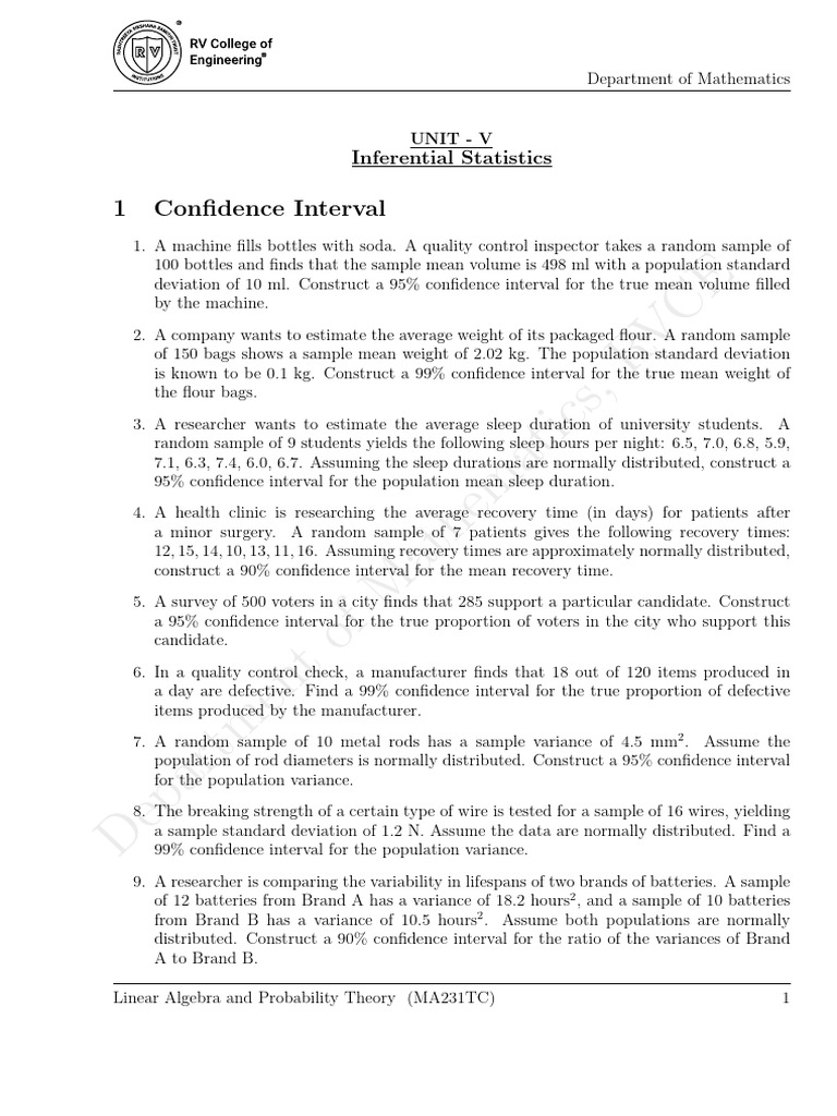 RVCE 3rd Sem Maths Unit IV and V | PDF | Normal Distribution | Statistics