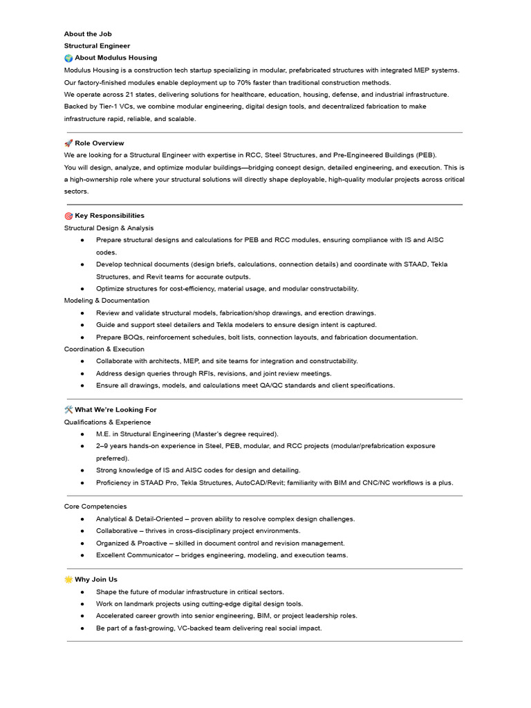 Structural Engineer JD (1).Docx (1) | PDF