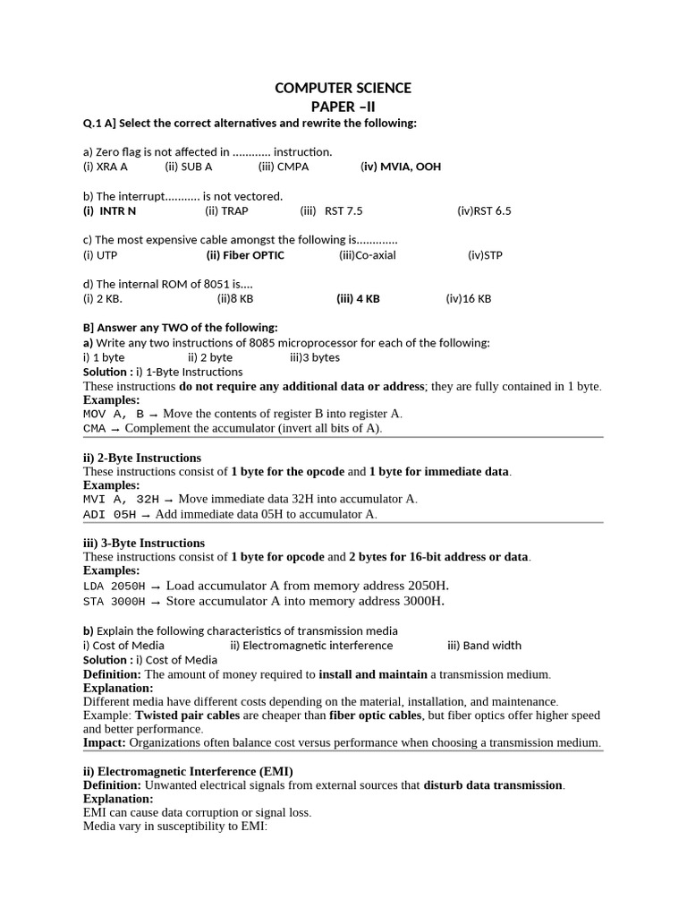 Computer Science Paper - II 2023 With Solution | PDF | Network Topology ...