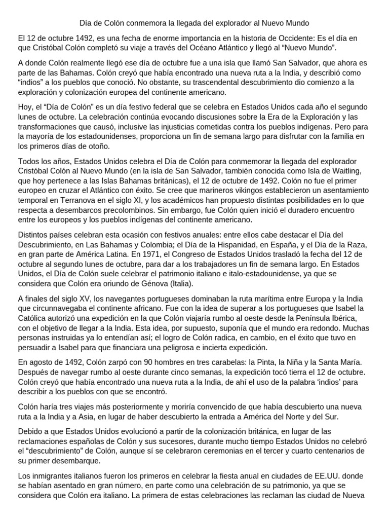 12 de Octubre | PDF | Cristobal colon