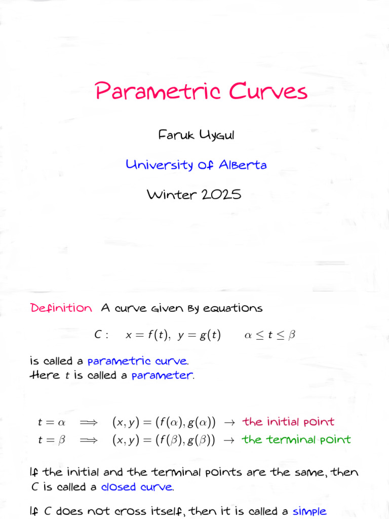 Section 10.1 Parametric Curves With Solutions | PDF | Curve | Equations
