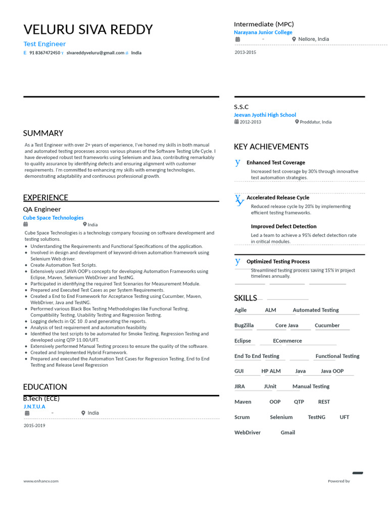 Sivaveluru QA@Resume | PDF | Software Testing | Selenium (Software)