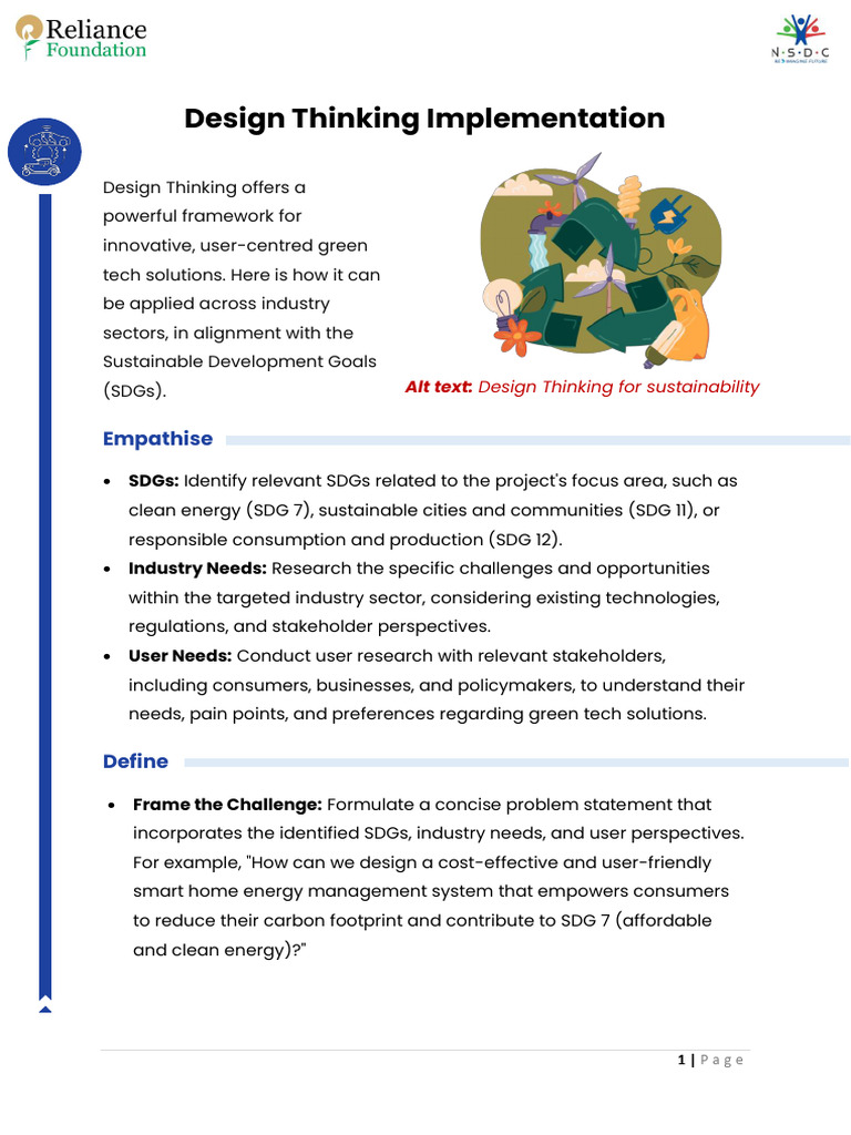 Design (Thinking Implementation | PDF | Sustainability | Design Thinking