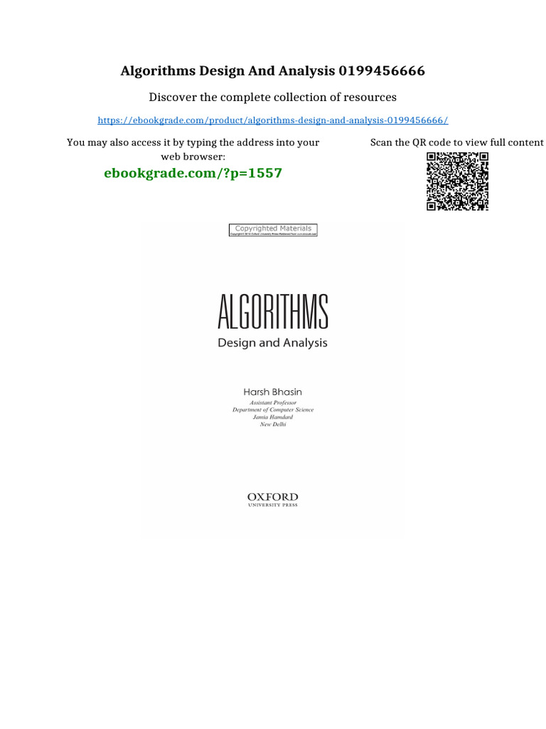 Algorithms Design and Analysis 0199456666 pdf available | PDF | Bible