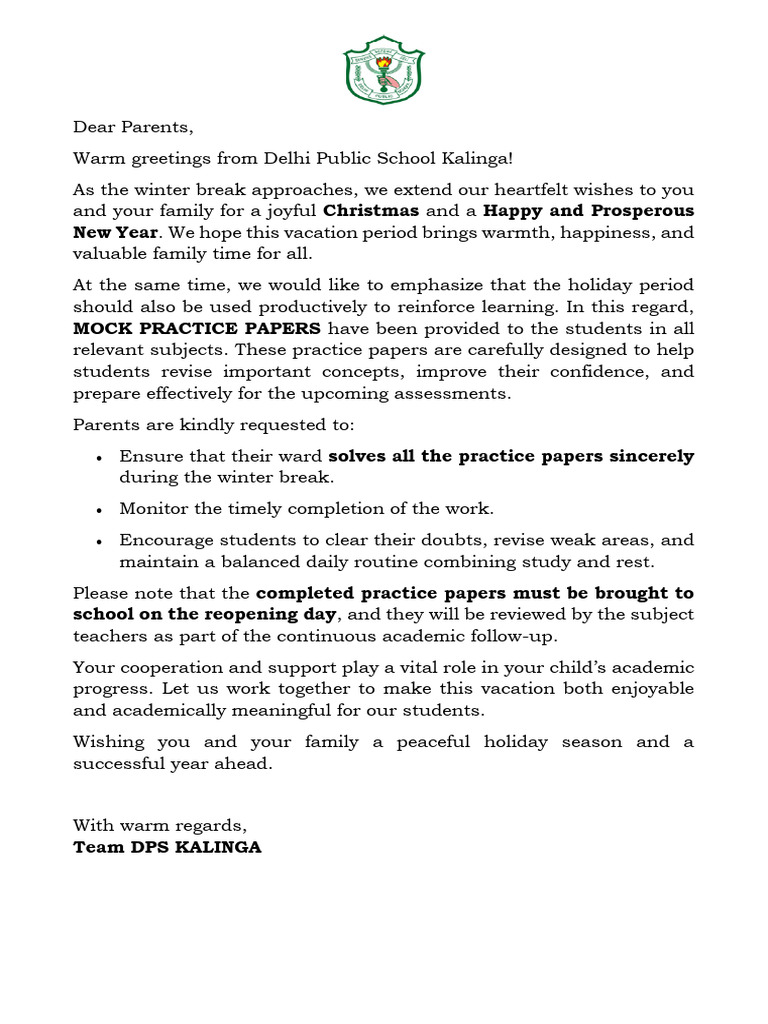 Message to Parents | PDF