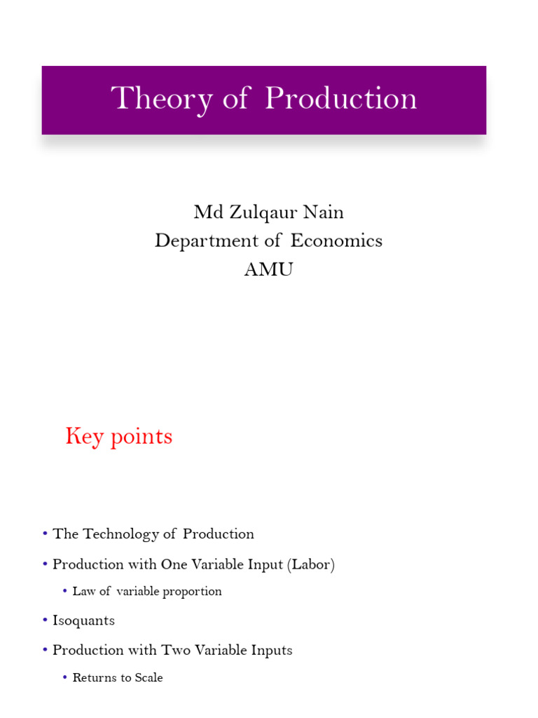 L 1-Production - New 2025 | PDF | Production Function | Labour Economics