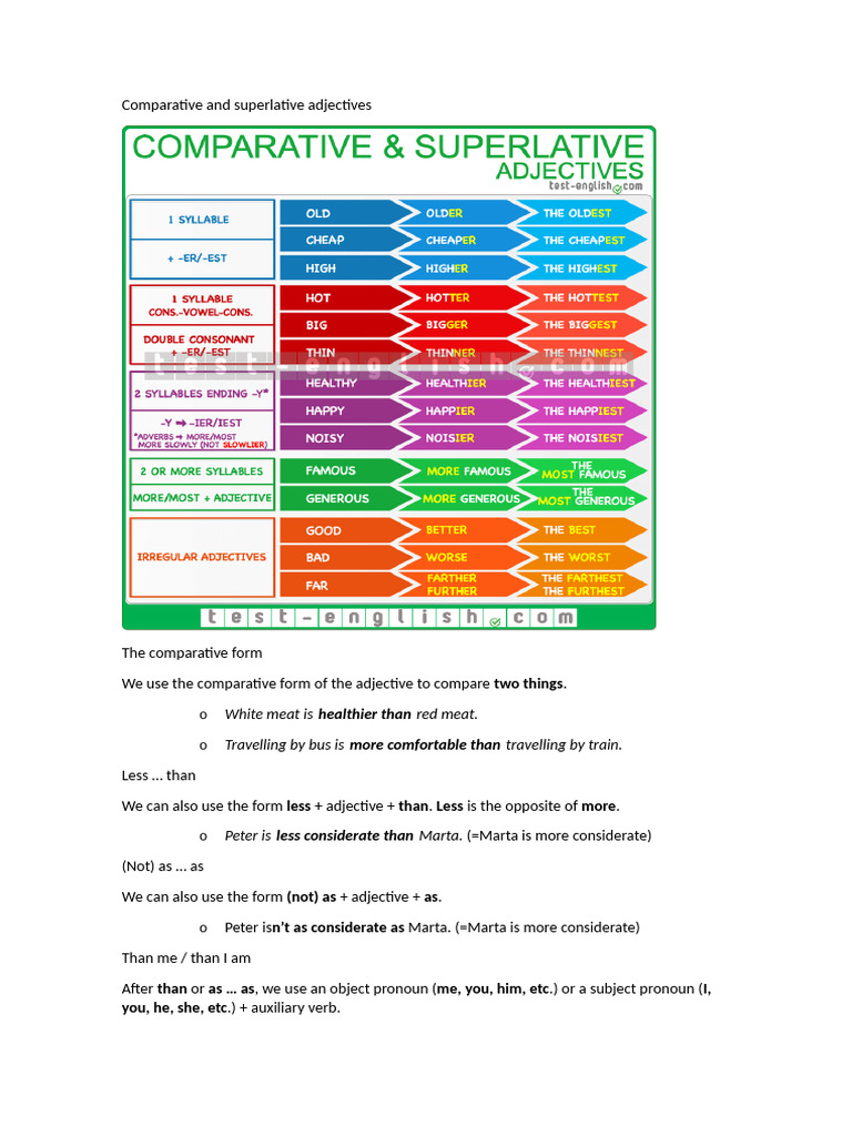 Comparative and Superlative Adjectives | PDF | Adjective | Semantic Units