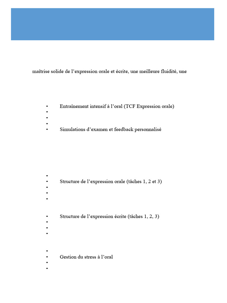 TCF Examination Preparation Program Outline | PDF
