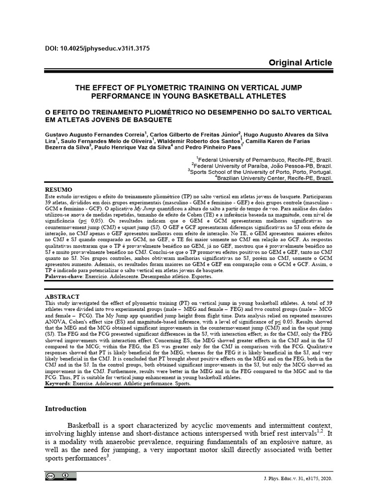 The Effect of Plyometric Training On Vertical Jump | PDF | Effect Size ...