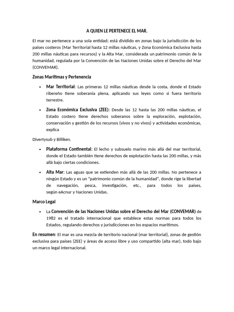 A Quien Le Pertenece El Mar | PDF