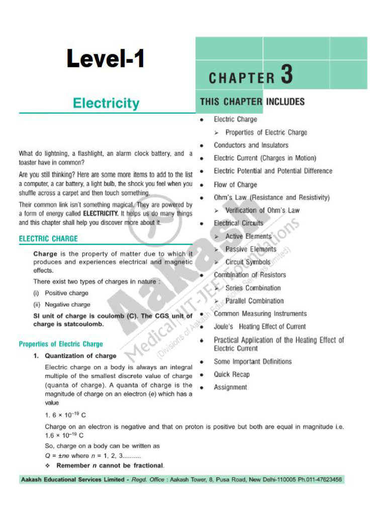 Aakash Physics Module 1 Amp 2 Class 10th Removed | PDF