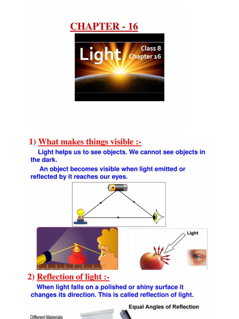 Lesson 16 Light Class 8 | PDF | Eye | Optics