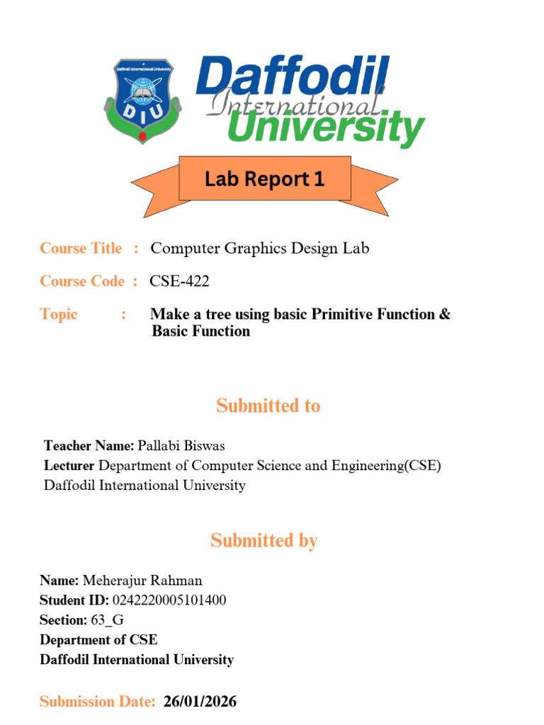 CGD Lab Report 1(Meherajur 1400;63_G) | PDF | 2 D Computer Graphics ...