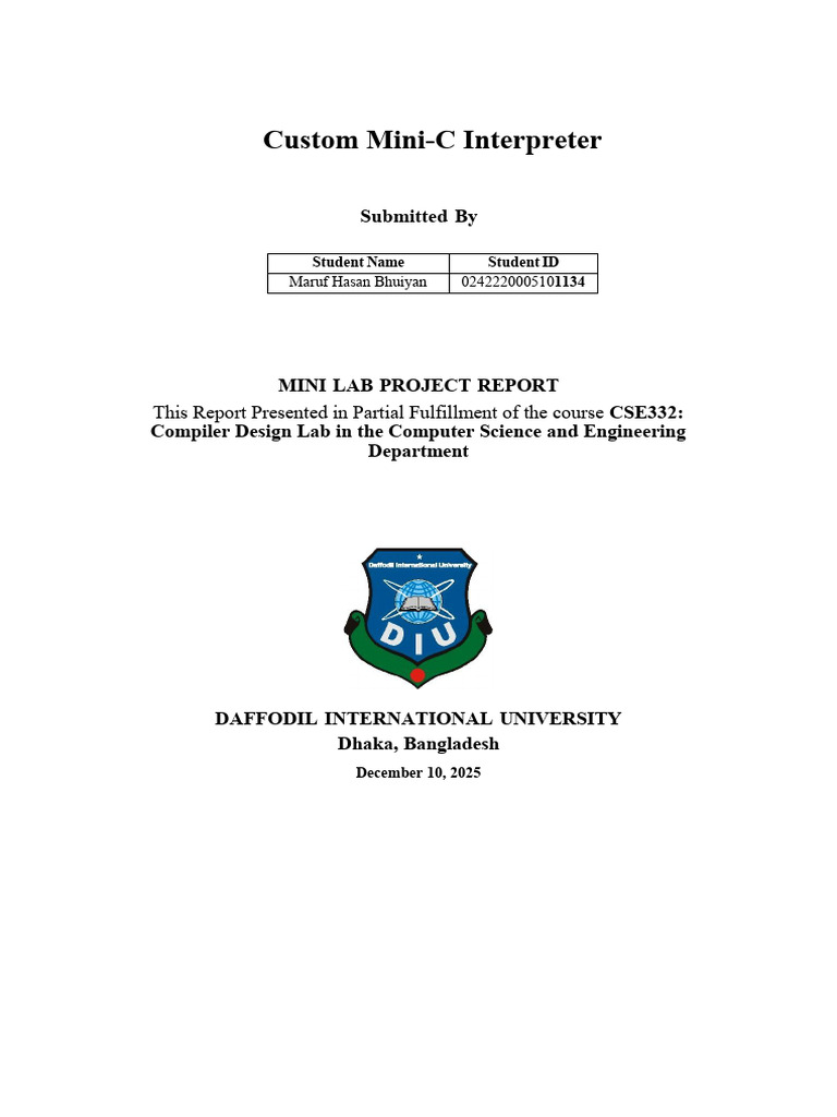 1134 - Maruf Hasan Bhuiyan - Compiler Design Project Report | PDF ...