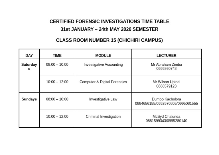 Certified Forensic Investigations Time Table (1) | PDF