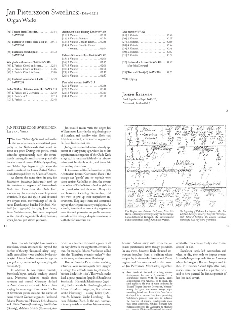Jan Pieterszoon Sweelinck (1562-1621) Organ Works | PDF