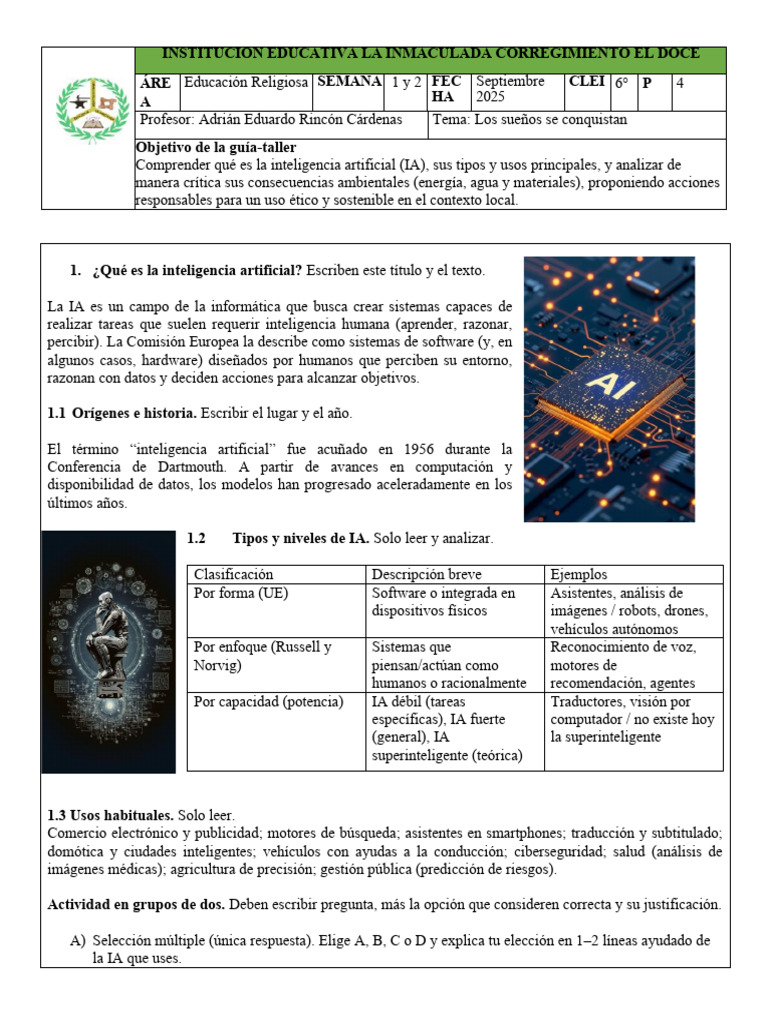 Guia Taller Tecnología LaIA Clei6 | PDF | Inteligencia artificial ...